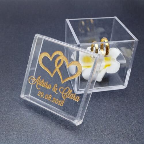 Acrylic Wedding Ring Holder,Personalized Wedding Ring Bearer Box,Custom Wedding Ring Box,Clear Acrylic Engagement Box