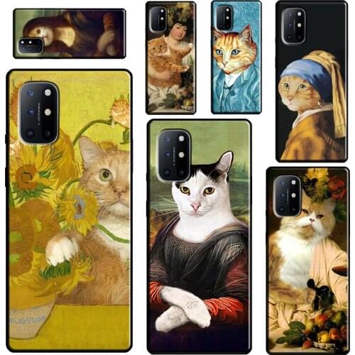 Funny Cat Art Aesthetics For OnePlus 9 Pro 8 Pro Nord 8T 9R Case Cover For Realme 8 Pro 6 7 Q3 Pro GT C21 C11 C3