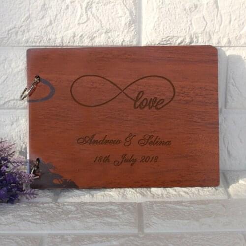 Personalized Mr & Mrs Infinity Love Guest Book Wood Wedding GuestBook Photo Album custom gift