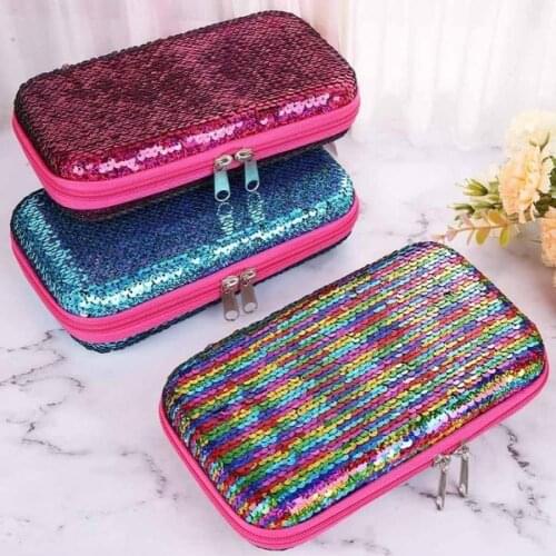 Kids Sequins Pencil Bags Pencil Case Large Capacity Stationery Case Zipper Pen Storage Bag Stationery Organizer Storage Pouch