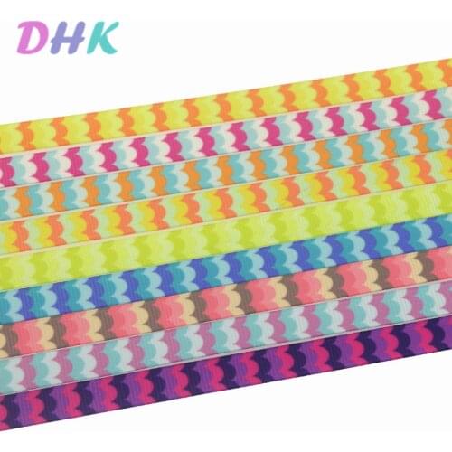 DHK 3/8'' 5yards wave fish scale colorful printed grosgrain ribbon Accessory hairbow headwear DIY decoration 9mm C1831