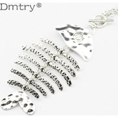Dmtry 2pcs Vintage Retro Zinc Alloy Personality Design Fish Necklace Pendants Fit Charm Diy Jewelry LC0108