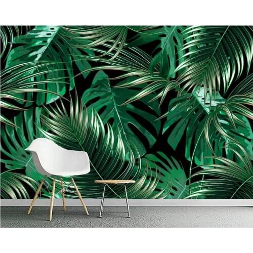 Beibehang Custom wallpaper European tropical rainforest plant banana leaf living room TV background wall painting 3d wallpaper