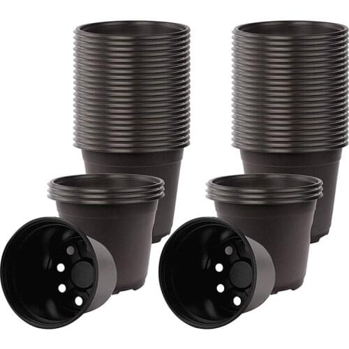 FQYL 100Pcs 3.93 inch Plastic Flower Seedlings Nursery Supplies Planter Pot/Pots Containers Seed Starting Pots Planting Pots