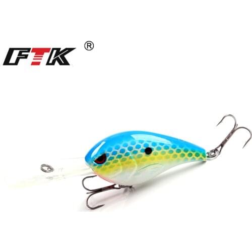 FTK 1pc 76mm 28g Crankbait Fishing Lure Crank Bait Sinking Bass Fishing Wobblers Swimbait Minnow Artificial Bait Fishing Tackle