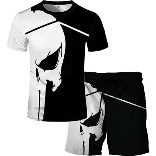New 2021 Fashion 3D Printed Skull Graphic Men Women T Shirt And Pants Skeleton Summer Short Sleeve Casual T-shirt Tops Tees