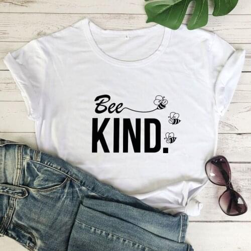 100% Cotton Bee Kind T-shirt Cute Womens Graphic Kindness Tshirt Funny Summer Christian Motivational Quote Top Tee Dropshipping