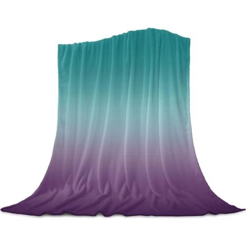 Cyan Turquoise Purple Gradient Throw Blanket Portable Travel Soft Blanket Home Decor Microfiber Flannel Blankets for Beds
