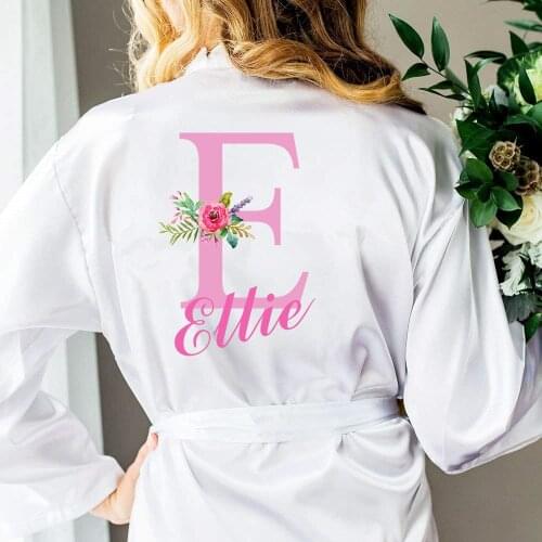 Personalized Hen Party Dressing Robe Custom Name Flower Print Wedding Gift Bride Team Robes Bridal Party Robes Bridesmaid Robes