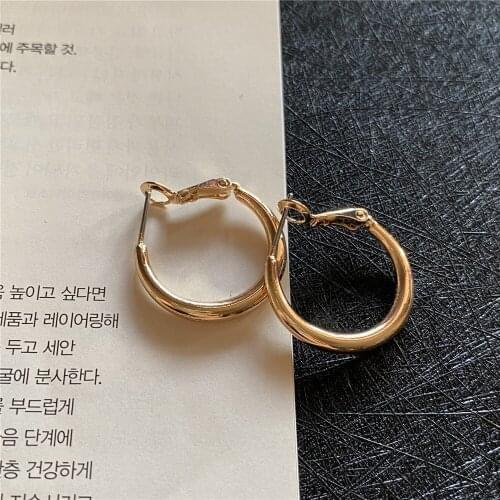 Classic Gold Color Plating Small Medium Size Hoop Earrings For Women Basic Decoration Daily Party Office School Girl Jewelry