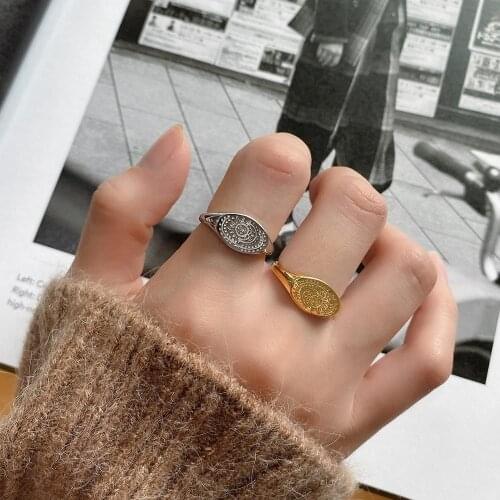 MLKENLY Retro sun and moon ring minimalist trendy female niche 925 sterling silver ring everyday jewelry