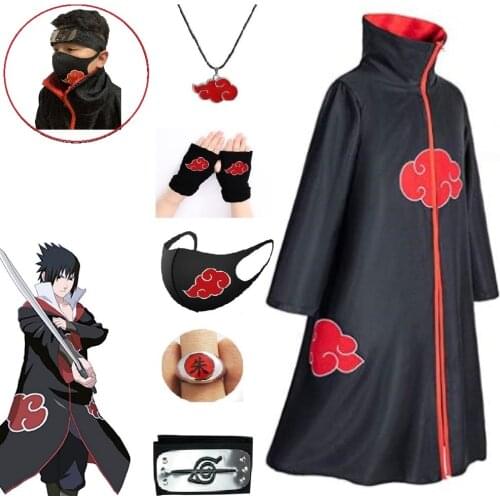 Costume3Pcs with Headband and Ring Halloween Cloak Cape Robe Cosplay Anime Costume with Konoha Bandeau