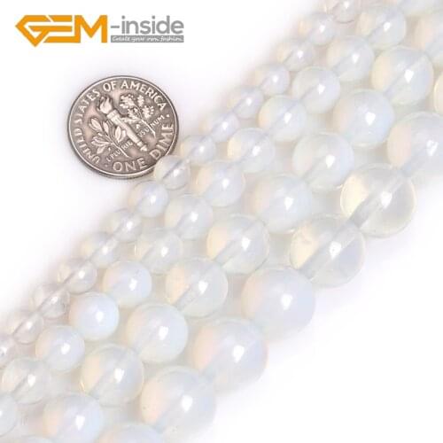 6mm 8mm 10mm 12mm Round Shape White Opalite Loose Beads for Jewelry Making DIY Necklace Bracelet Strand 15 Inches Wholesale