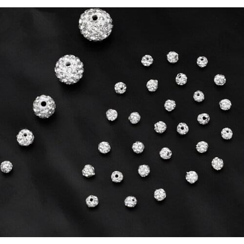 4/6/8/10/12mm Round Micro Pave Cubic Zircon Spacer Beads for DIY Jewelry Making Handmade Charm Bracelet Necklace