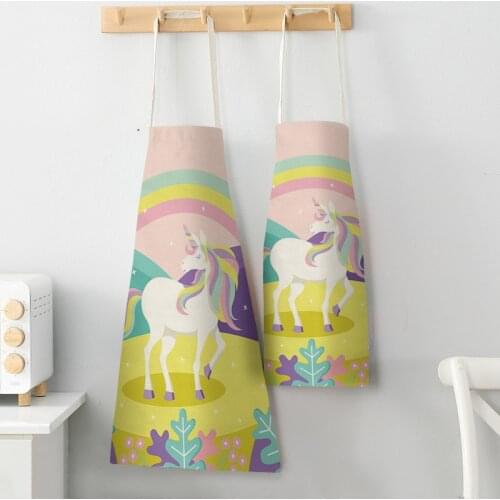 1 piece of kitchen parent-child apron cartoon unicorn music print sleeveless cotton and linen apron mens and womens household
