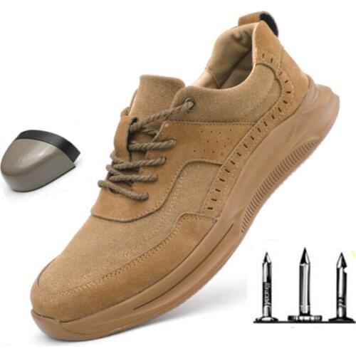 2019 Men Safety Shoes Boots Breathable Work Shoes for Men Protective Steel Toe Cap Boots Work Indestructible Construction Shoes