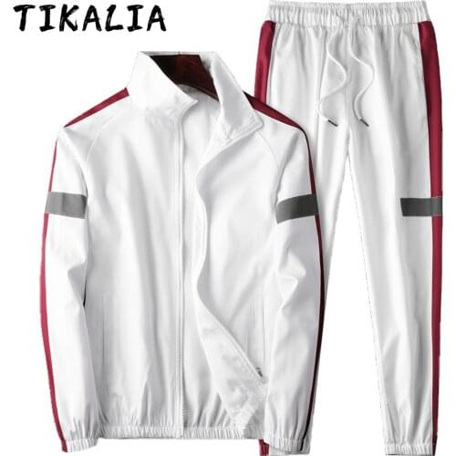 Men Tracksuit Side Stripe Casual Spring Autumn Jogging Suit 2 Piece Set Running Suit Sports Wear Lightweight Workout Clothes New