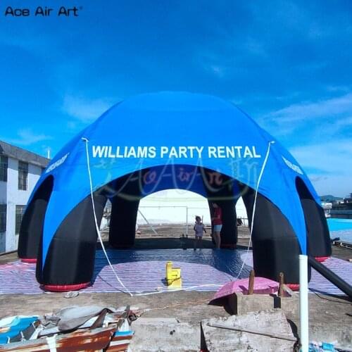 Black legs blue cover party tent inflatable spider dome canopy 8m diameter trade show house balloon for rental in USA