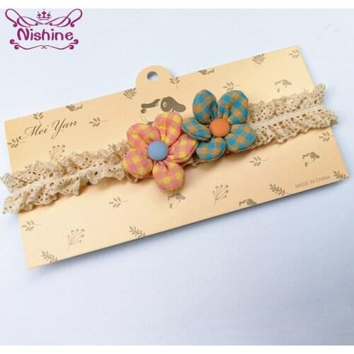 Nishine 1 PCS Fashion Plaids Flowers Baby Girls Elastic Hairband Cute Princess Headband DIY Clothing Decoration Infant Headwear