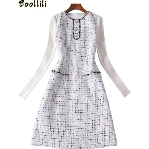 Boollili Dress Women Spring Autumn Dress Clothes 2020 Office Dress Vintage Knitted Sweater Dress Elegant Vestidos Robe Femme