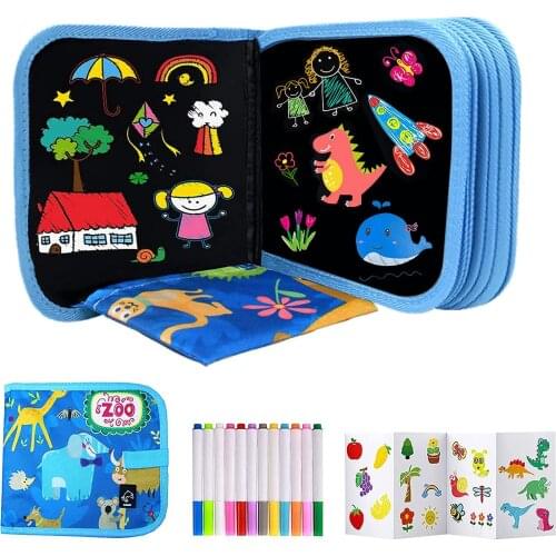 1 Set Portable Soft Chalk Drawing Board Baby DIY Drawing Book Coloring Book With Water Chalk Kid Painting Blackboard