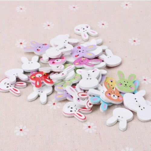 Button accessories for childrens clothes Mix Cartoon Rabbit Wooden Buttons Botones Handmade Accessories Decoration15x20mm 20pcs