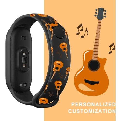 Strap for xiaomi mi band 6 5 4 3 Silicone TPU Cartoons Strap For Xiaomi Miband 5 MiBand 6 5 4 3 Guitar Wrist Color TPU Strap