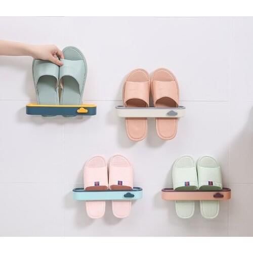 Self-adhesive Shoe Storage Rack Wall Stick Shoe Rack Bathroom Wall-mounted Slippers Shelf Shoe Rack Organizer