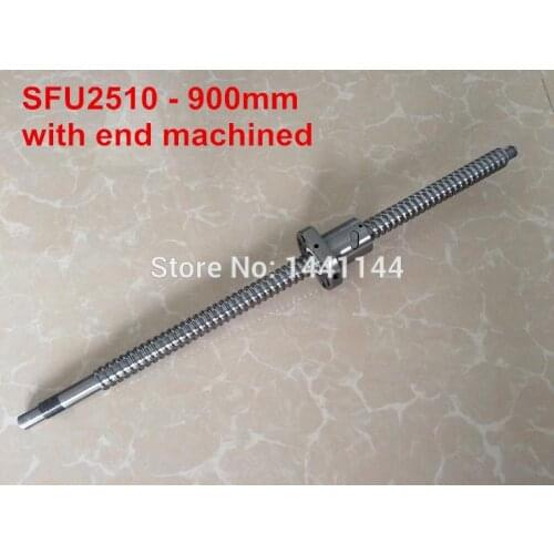 SFU2510- 900mm ballscrew with ball nut with BK20/BF20 end machined