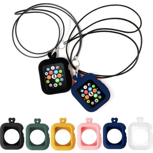 New Fashion Silicone Case Cover Clip Stand Holder Frame Clasp Strap Necklace Rope For Apple Watch Iwatch Series 38/40/42/44mm