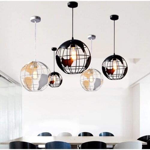Modern Home Lighting Nordic Modern Rope Earth Ball Chandelier World Map White and Black Living Room Cafe Bar Attic Retro Light S