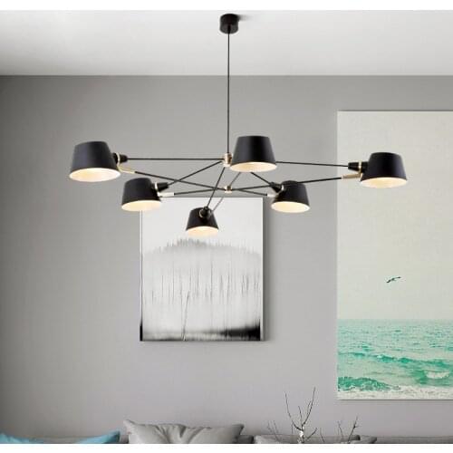 Modern Living Room Chandelier Lighting Designer Hanging Light Fixture Black Suspension Lamps For Dinning Room Bedroom