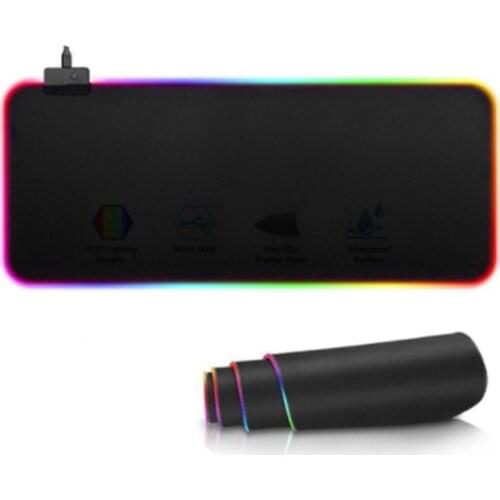 Luminous USB LED Mouse Pad Non-slip Rubber Base and Waterproof Surface Extra Soft LED Computer Keyboard and Mouse Pad