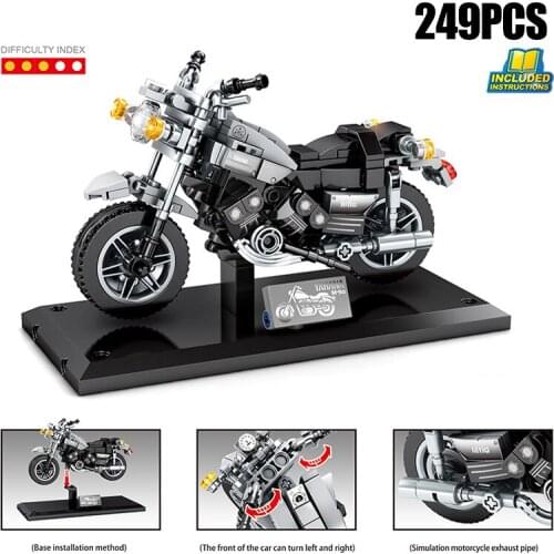 Technical Japan motorcycle building block yama v-max vehicle assembly motor brick model steam educational toy collection