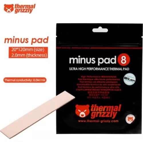 Thermal Grizzly Minus Pad 8 PC CPU GPU Heat Conduction Heat sink Cooling North South Bridge Heat pad 8.0w/mk 20x120*2pcs