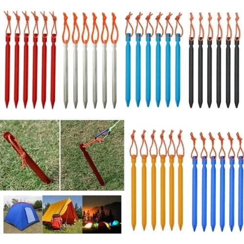 18cm Durable Aluminum Alloy Tent Nail Three-Sided Y-Beam Tent Peg Tent Stake w/ Storage Bag for Tarps Hammock Rain Flys Canopies
