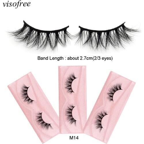 Visofree 3D Mink Eyelashes 100% Cruelty free Cross Lashes Fluffy Thick Soft Makeup Cilios Handmade False Eye lashes M14