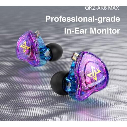 QKZ AK6 MAX In ear Earbuds Dynamic Drivers Monitors Earphone HiFi Heavy Bass with Microphone Cable Detachable Headset