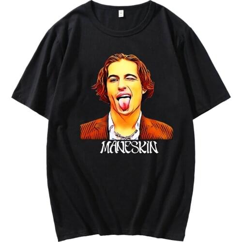 Maneskin Print Funny Women T Shirt Short Sleeve Summer Music Festival Tee Shirt Femme Loose Hip-hop Rock Tops Clothes