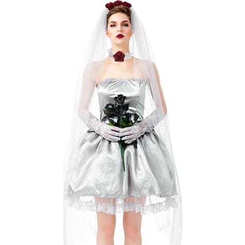Lady Carnival Halloween Corpse Bride Costume Day Of The Dead Ghost Vampire Clubwear Outfit Cosplay Fancy Party Dress