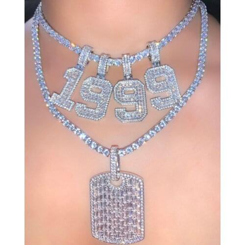 2021 Top Quality Iced Out Bling Women Girl Jewelry 5A Full Cubic Zirconia CZ Geometric Rectangle Tag Pendant Necklace