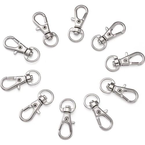 100pcs Alloy Swivel Clasps Lanyard Snap Hook Lobster Claw Clasp for Key Rings Jewelry Making Crafting Supplies