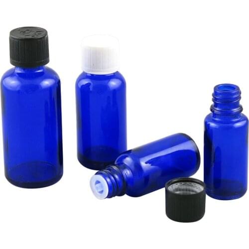 10 x 5ml 10ml 15ml 20ml 30ml 50ml 100ml Essential Oil Blue Glass Bottle With White/Black Plastic Cap for Cosmetic Skin Care