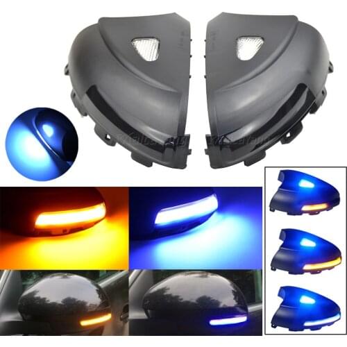 2Pcs White Dynamic Yellow 2 Light Lamps Rearview Shell Lights LED Mirror Turn Signal Mirrors For Volkswagen Tiguan MK1 2008-2016