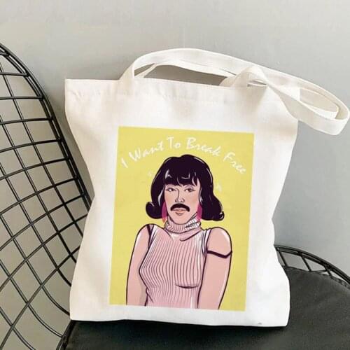 2021 Shopper Simply Freddie Mercury Printed Tote Bag women Harajuku shopper handbag girl Shoulder shopping bag Lady Canvas Bag