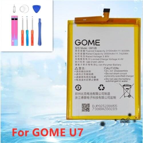 3100mAh/11.935Wh GM12B Replacement Battery For GOME U7 smartphone Built-in Li-ion bateria Li-Polymer Batterie