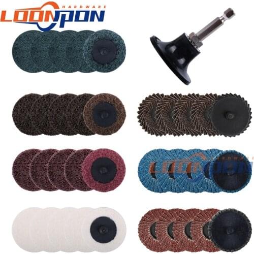 36Pcs 2 Inch 50mm Roll Lock Surface Grinding Discs Pad Polishing Sandpaper For Metal Plastic Abrasive Tools