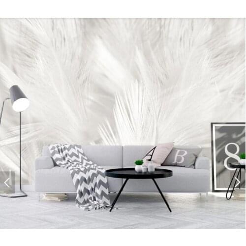 3D White Feather Murals Wallpaper for Living Room Bedroom TV Background Wall Decor Wall Papers Papel De Parede Customize