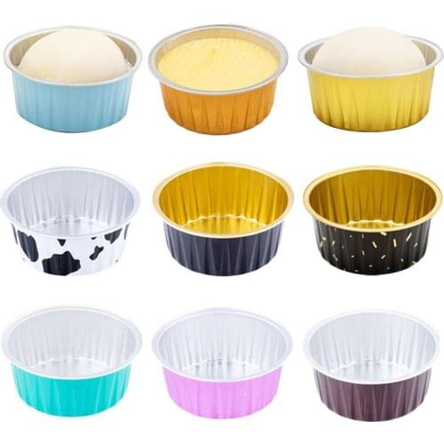 50pcs 125ml Aluminum Foil Baking Cups Muffin Cupcake Dessert Cup with Lids Creme Brulee Cake Egg Tools Pastry Wrappers Case
