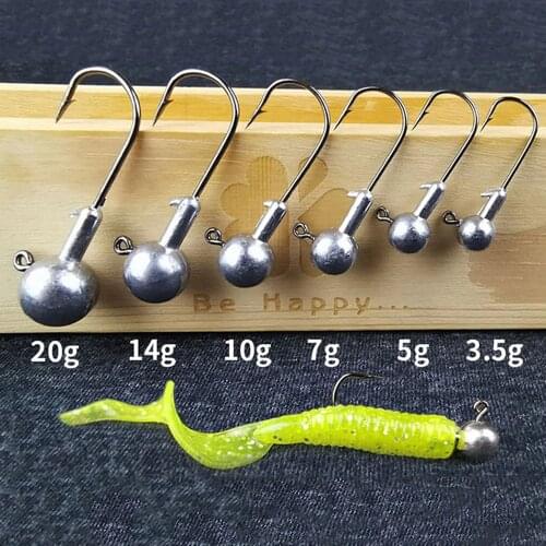 50pcs Lead Jig Head Sharp Fishing Hook 1g-20g Jigs Hooks For Soft Fishing Lure Carbon Steel Jigging Fishhooks For Worm Soft Lure